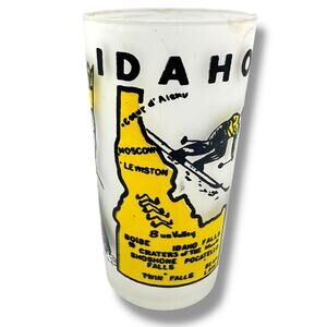 Vintage Idaho State Souvenir Glass Frosted Tumbler  Hazel Atlas MCM Cocktail